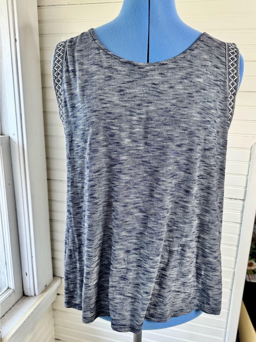 W5 Anthropology Sleeveless Heathered Navy Women’s Tank Top